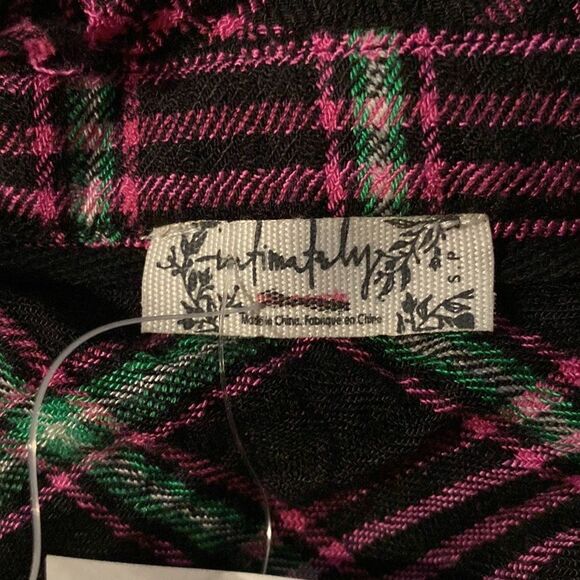 NWT Free People Intimately Plaid About You Flannel Sleep long sleeve Shirt S - Picture 5 of 10